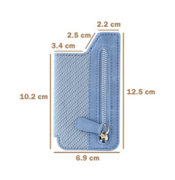 Avizar Portefeuille Adhésif 5 compartiments et Rangement extérieur zippé Finition carbone Bleu