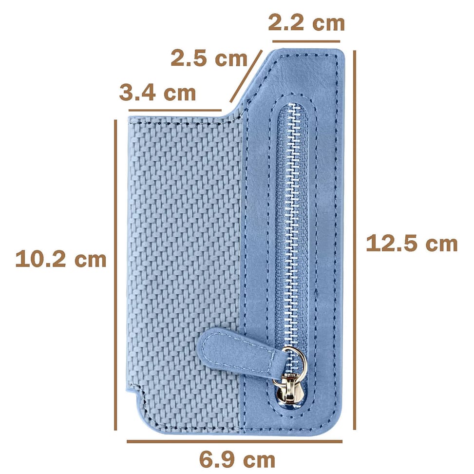 Avizar Portefeuille Adhésif 5 compartiments et Rangement extérieur zippé Finition carbone Bleu — image 3