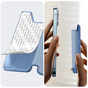 Avizar Portefeuille Adhésif 5 compartiments et Rangement extérieur zippé Finition carbone Bleu — image 4