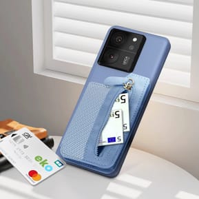 Avizar Portefeuille Adhésif 5 compartiments et Rangement extérieur zippé Finition carbone Bleu — image 5