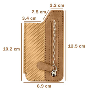 Avizar Portefeuille Adhésif 5 compartiments et Rangement extérieur zippé Finition carbone Doré