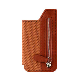 Avizar Portefeuille Adhésif 5 compartiments et Rangement extérieur zippé Finition carbone Marron