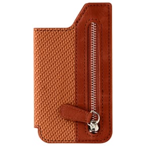 Avizar Portefeuille Adhésif 5 compartiments et Rangement extérieur zippé Finition carbone Marron