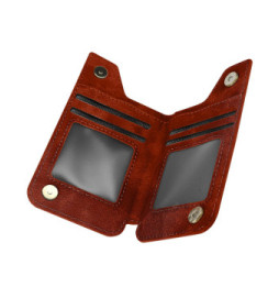 Avizar Portefeuille Adhésif 5 compartiments et Rangement extérieur zippé Finition carbone Marron