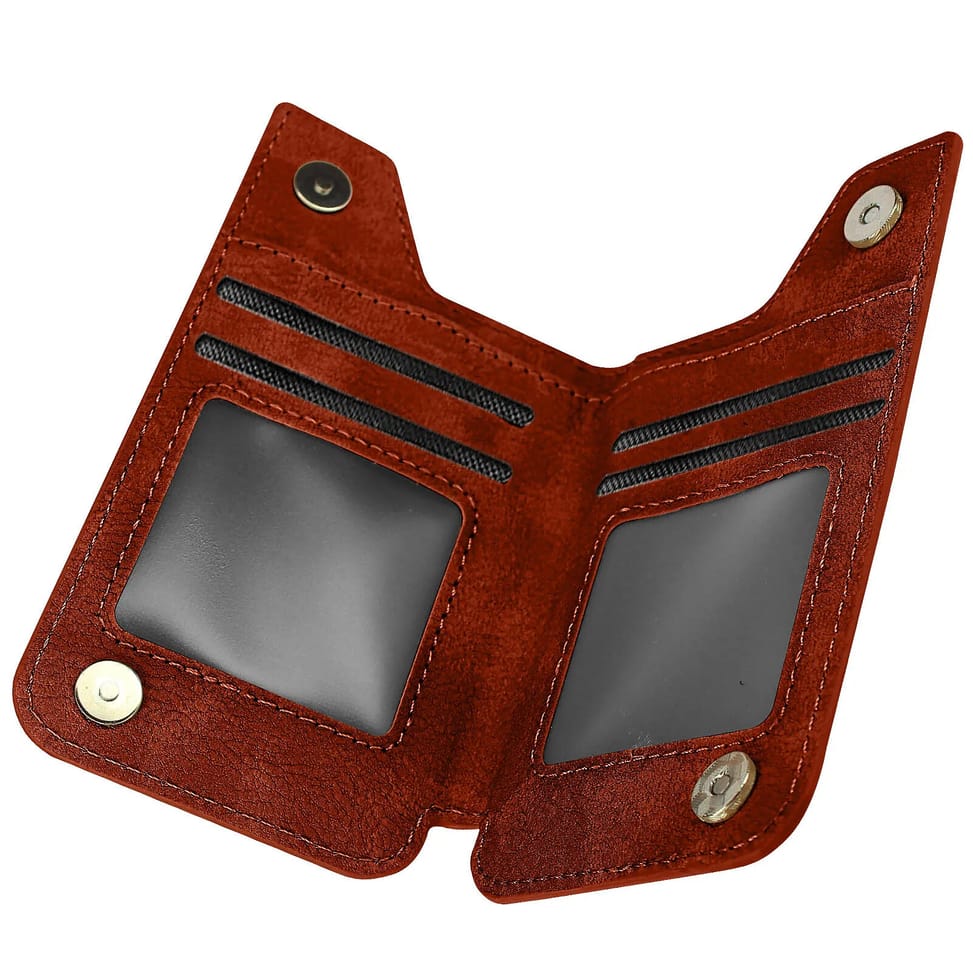 Avizar Portefeuille Adhésif 5 compartiments et Rangement extérieur zippé Finition carbone Marron — image 2