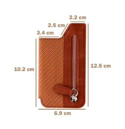 Avizar Portefeuille Adhésif 5 compartiments et Rangement extérieur zippé Finition carbone Marron
