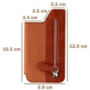 Avizar Portefeuille Adhésif 5 compartiments et Rangement extérieur zippé Finition carbone Marron — image 3