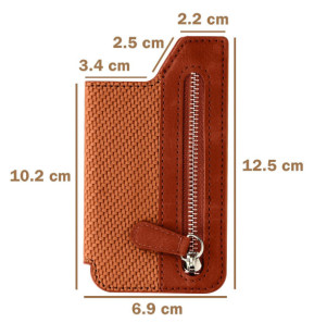 Avizar Portefeuille Adhésif 5 compartiments et Rangement extérieur zippé Finition carbone Marron