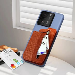 Avizar Portefeuille Adhésif 5 compartiments et Rangement extérieur zippé Finition carbone Marron — image 5
