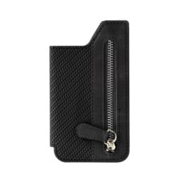 Avizar Portefeuille Adhésif 5 compartiments et Rangement extérieur zippé Finition carbone Noir