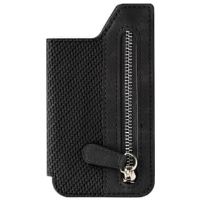Avizar Portefeuille Adhésif 5 compartiments et Rangement extérieur zippé Finition carbone Noir