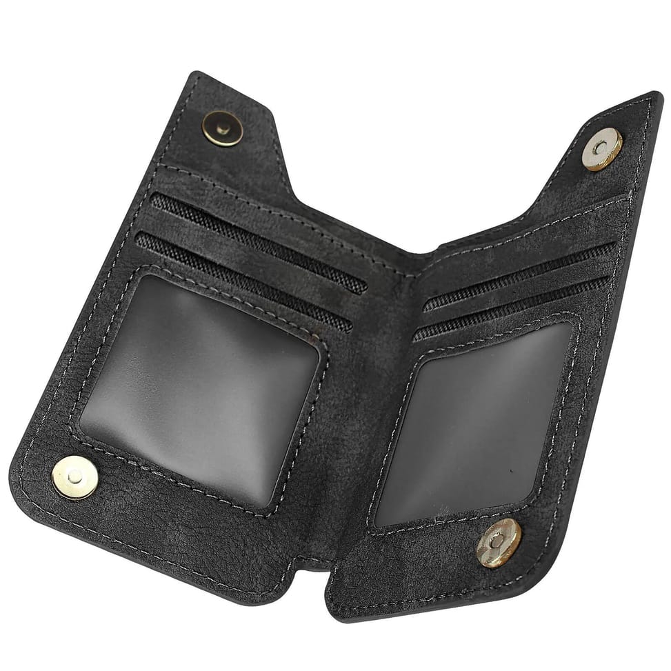 Avizar Portefeuille Adhésif 5 compartiments et Rangement extérieur zippé Finition carbone Noir — image 2