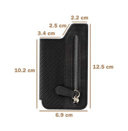 Avizar Portefeuille Adhésif 5 compartiments et Rangement extérieur zippé Finition carbone Noir