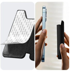 Avizar Portefeuille Adhésif 5 compartiments et Rangement extérieur zippé Finition carbone Noir