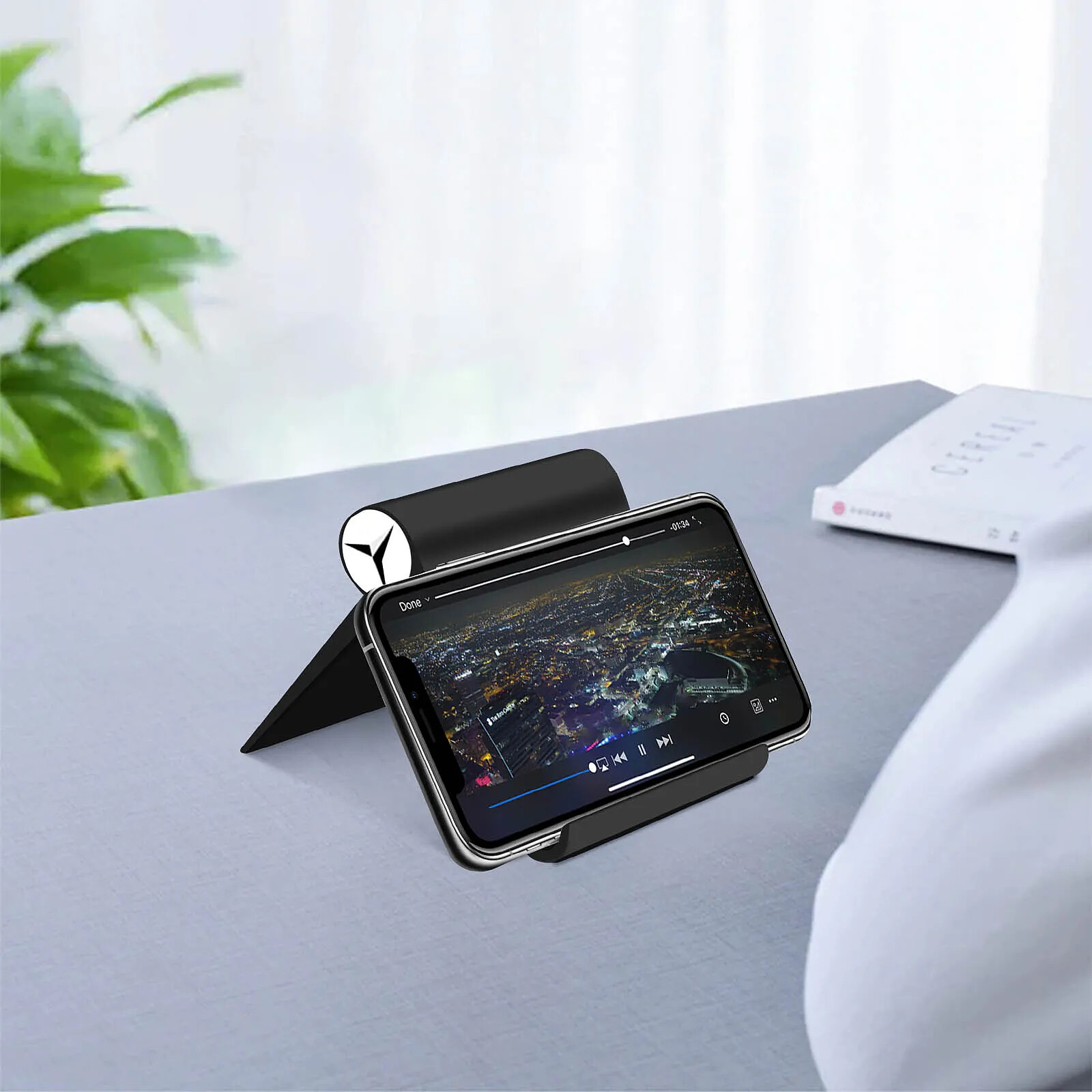 Support Téléphone Réglable Et Pliable - 2 Pièces - Rotation 360°, Base Lourde - Pour Bureau, Voyage - Charge Intégrée