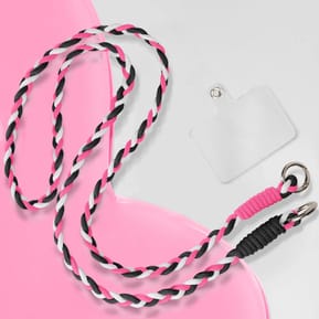 Avizar Tour de Cou Tressé pour Smartphone 65cm Accroche Universelle Rose — image 5