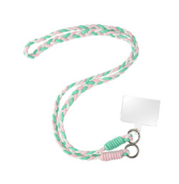 Avizar Tour de Cou Tressé pour Smartphone 65cm Accroche Universelle Vert Pâle