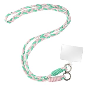 Avizar Tour de Cou Tressé pour Smartphone 65cm Accroche Universelle Vert Pâle