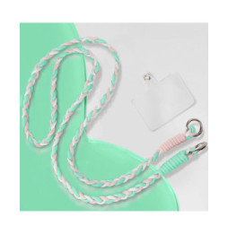 Avizar Tour de Cou Tressé pour Smartphone 65cm Accroche Universelle Vert Pâle
