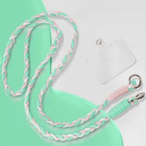 Avizar Tour de Cou Tressé pour Smartphone 65cm Accroche Universelle Vert Pâle — image 5