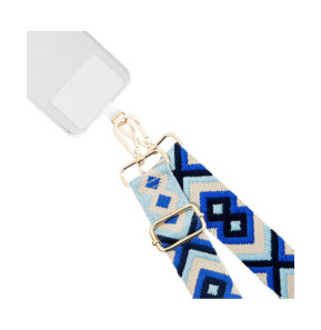 BigBen Bandoulière pour Téléphone Universelle Lanière Motif Brésilienne Bleu