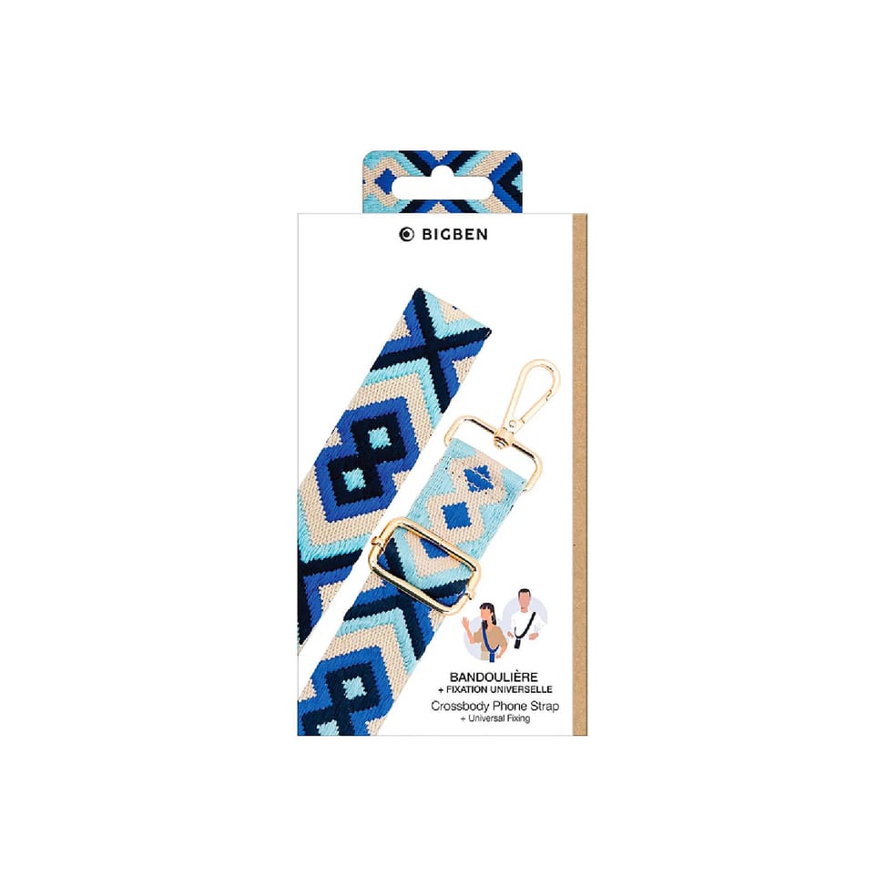 BigBen Bandoulière pour Téléphone Universelle Lanière Motif Brésilienne Bleu — image 5