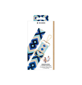 BigBen Bandoulière pour Téléphone Universelle Lanière Motif Brésilienne Bleu