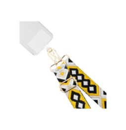 BigBen Bandoulière pour Téléphone Universelle Lanière Motif Brésilienne Noir / Jaune