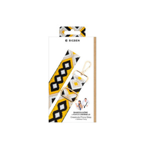 BigBen Bandoulière pour Téléphone Universelle Lanière Motif Brésilienne Noir / Jaune
