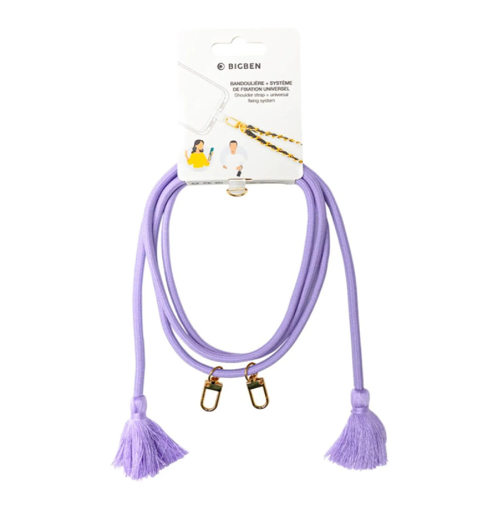 BigBen Connected Bandoulière Smartphone Universelle avec Pompons Violet