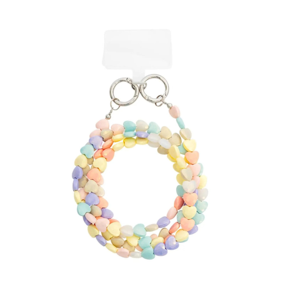 BigBen Connected Bandoulière Smartphone Universelle en Perles Cœur Multicolore