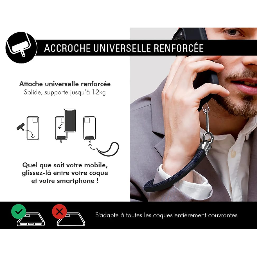 Force Case Bandoulière pour Smartphone Universel avec Système de Fixation Bleu marine — image 2