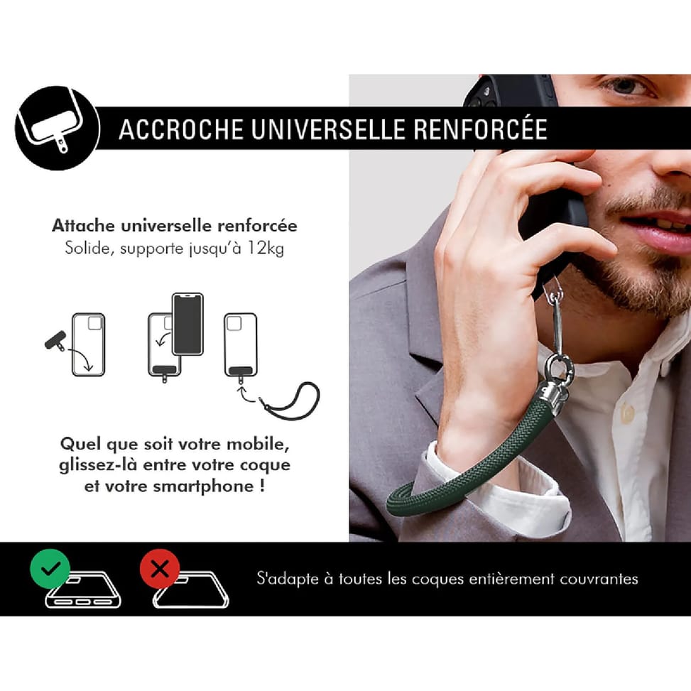 Force Case Bandoulière pour Smartphone Universel avec Système de Fixation Kaki — image 2