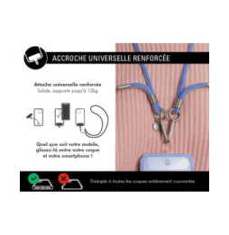 Force Case Bandoulière pour Smartphone Universel Double Accroche avec Système de Fixation Bleu