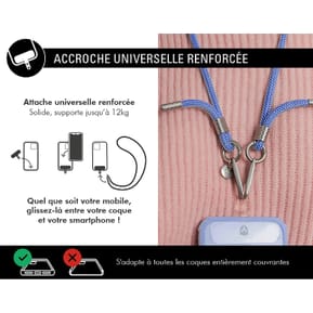 Force Case Bandoulière pour Smartphone Universel Double Accroche avec Système de Fixation Bleu — image 2