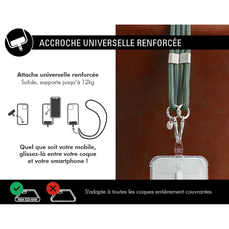 Force Case Bandoulière pour Smartphone Universel Double Accroche avec Système de Fixation Vert — image 2