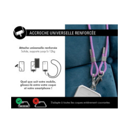Force Case Bandoulière pour Smartphone Universel Double Accroche avec Système de Fixation Violet