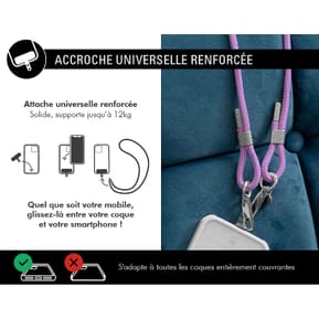 Force Case Bandoulière pour Smartphone Universel Double Accroche avec Système de Fixation Violet — image 2