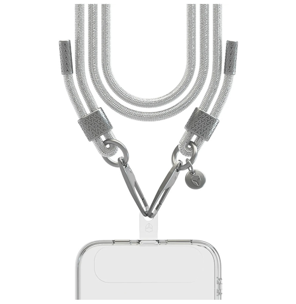 Force Case Bandoulière Téléphone Universelle Paillettes avec Mousqueton Argent