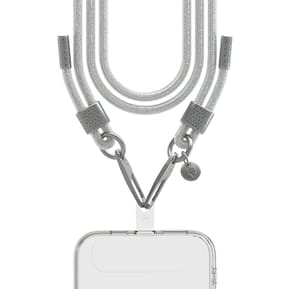 Force Case Bandoulière Téléphone Universelle Paillettes avec Mousqueton Argent