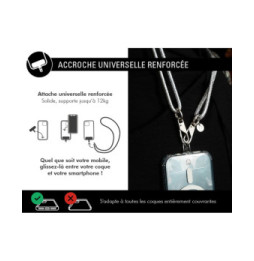 Force Case Bandoulière Téléphone Universelle Paillettes avec Mousqueton Argent