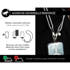 Force Case Bandoulière Téléphone Universelle Paillettes avec Mousqueton Argent — image 3