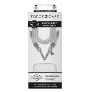 Force Case Bandoulière Téléphone Universelle Paillettes avec Mousqueton Argent