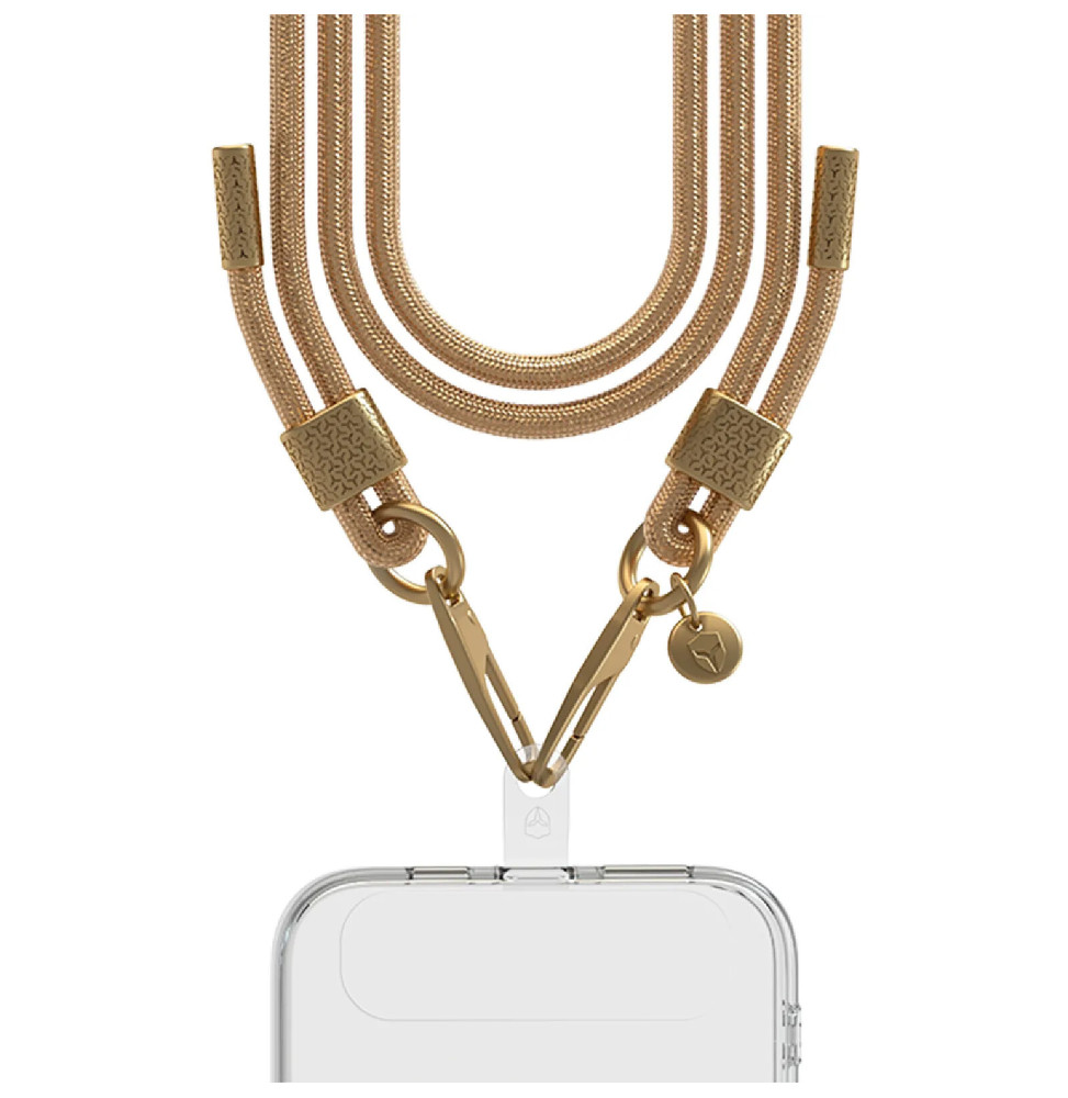 Force Case Bandoulière Téléphone Universelle Paillettes avec Mousqueton Dorée