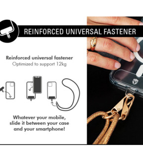Force Case Bandoulière Téléphone Universelle Paillettes avec Mousqueton Dorée
