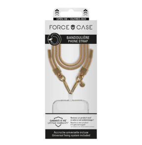 Force Case Bandoulière Téléphone Universelle Paillettes avec Mousqueton Dorée