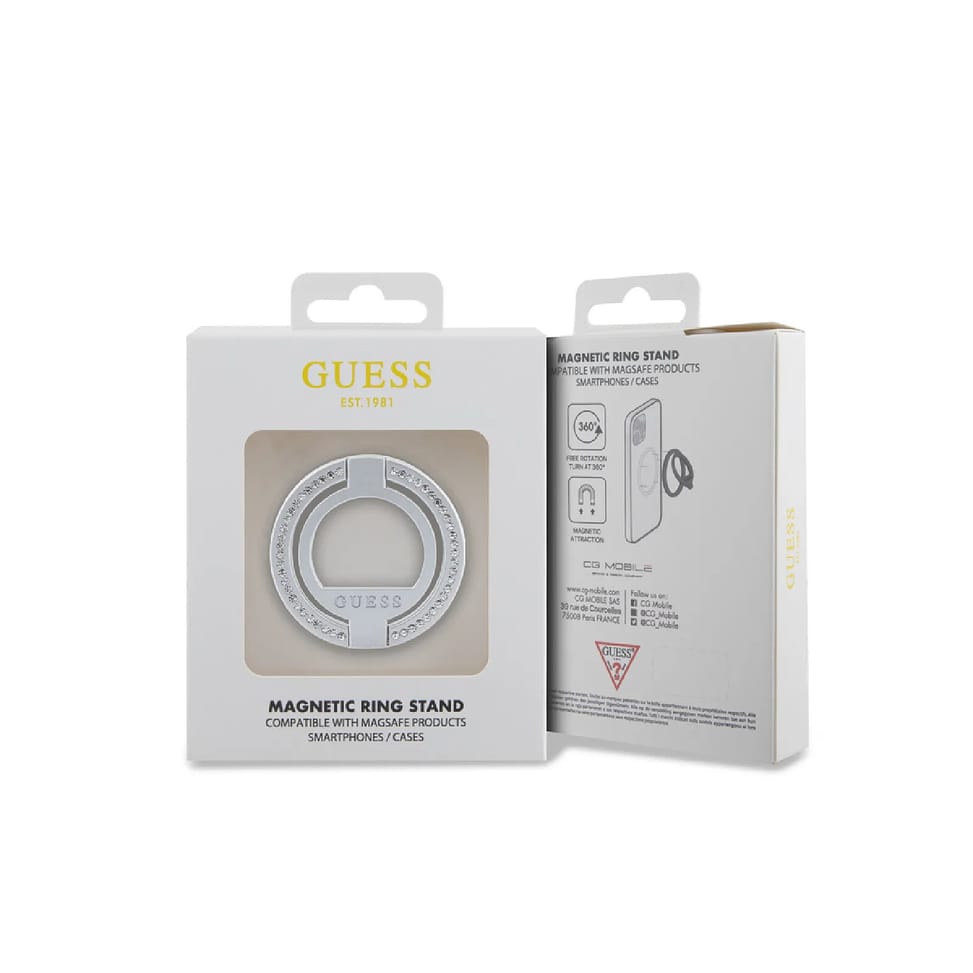 Guess Anneau de Support Magsafe 360° Orné de Strass Argent — image 3