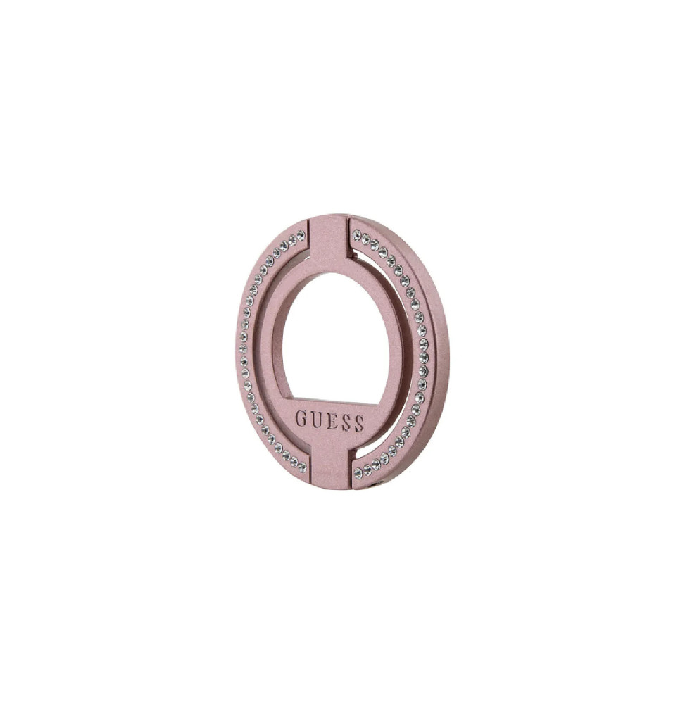 Guess Anneau de Support Magsafe 360° Orné de Strass Rose