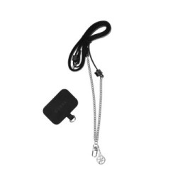 Guess Cordon Bandoulière Smartphone Longueur 150cm avec Accroche Argent et Noir