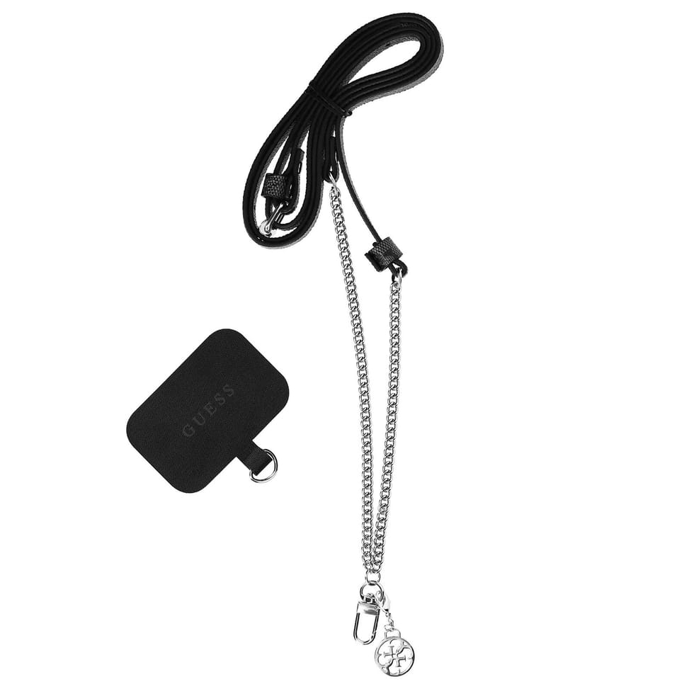 Guess Cordon Bandoulière Smartphone Longueur 150cm avec Accroche Argent et Noir — image 2